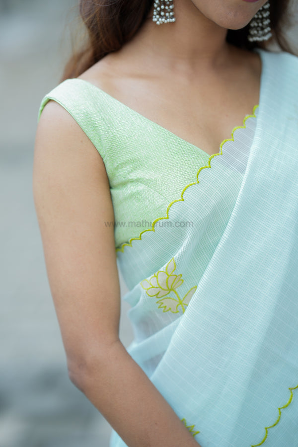 Arya- Mint Green Blouse (Attachable Sleeves)