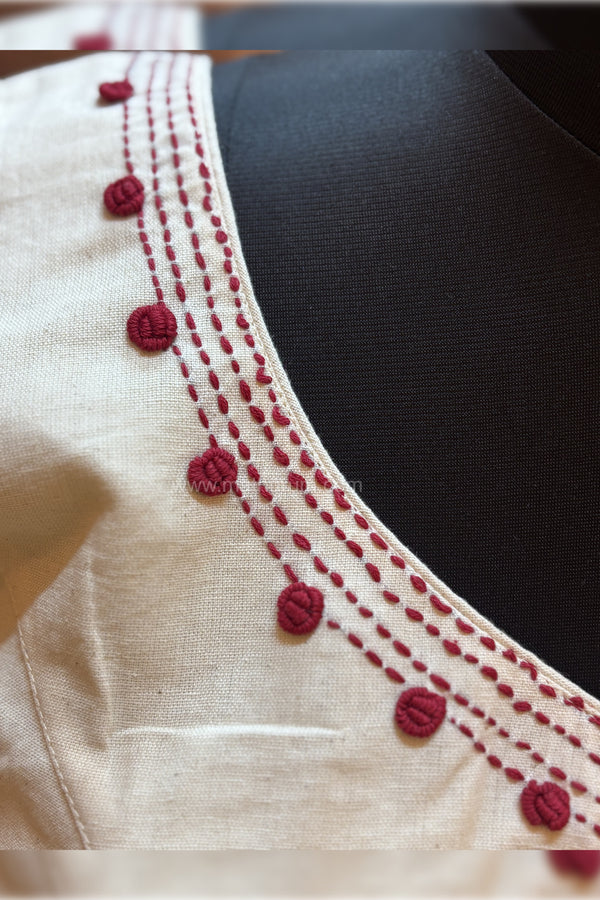 Roja - Off-White Embroidery Blouse