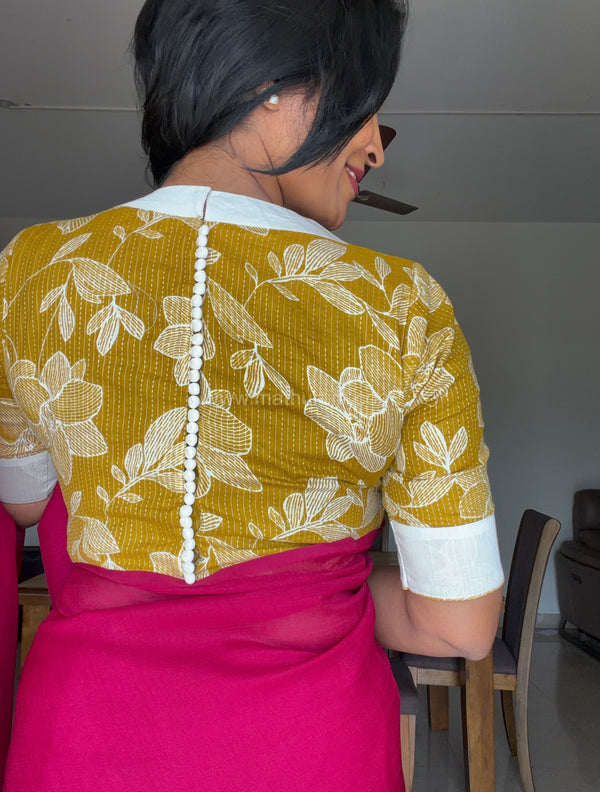 Marigold- Mustard/White Blouse