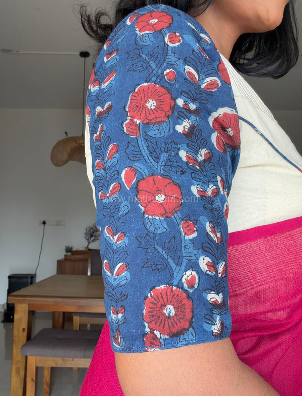 Indigo- Blue/Off White Blouse