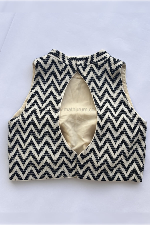 Boho Knot- Black & White Blouse