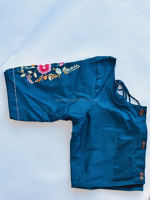 Little Garden - Blue&Green Embroidery Blouse