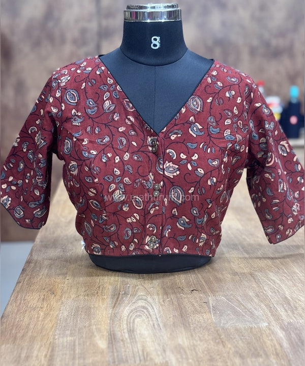 ParuthiMaroon Floral Blouse