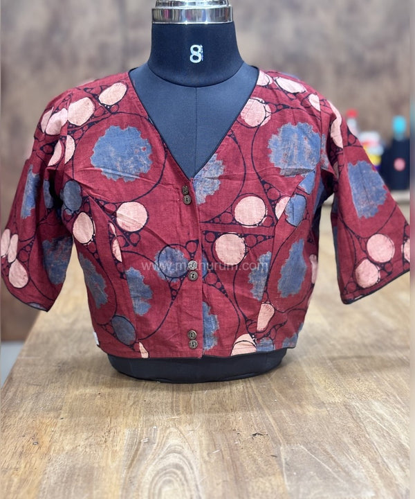 ParuthiMaroon Abstract Blouse