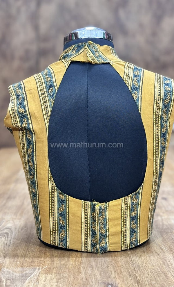 The Thari Edit- Mustard Blouse (Attachable Sleeves)