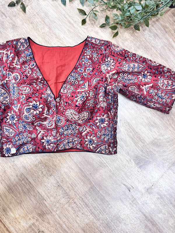 Daily Flex- Maroon Multi Floral Strechable Blouse