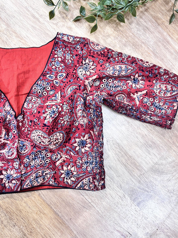 Daily Flex- Maroon Multi Floral Strechable Blouse