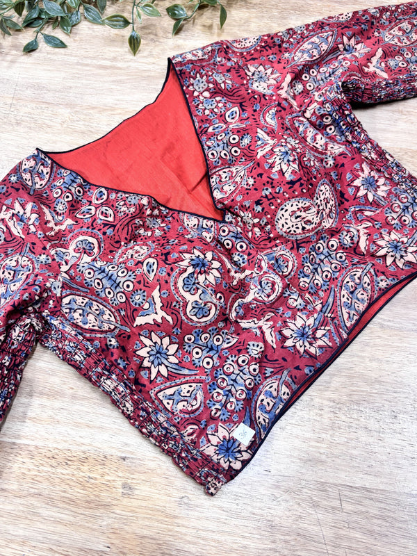Daily Flex- Maroon Multi Floral Strechable Blouse