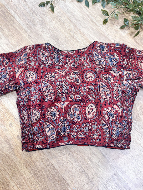 Daily Flex- Maroon Multi Floral Strechable Blouse
