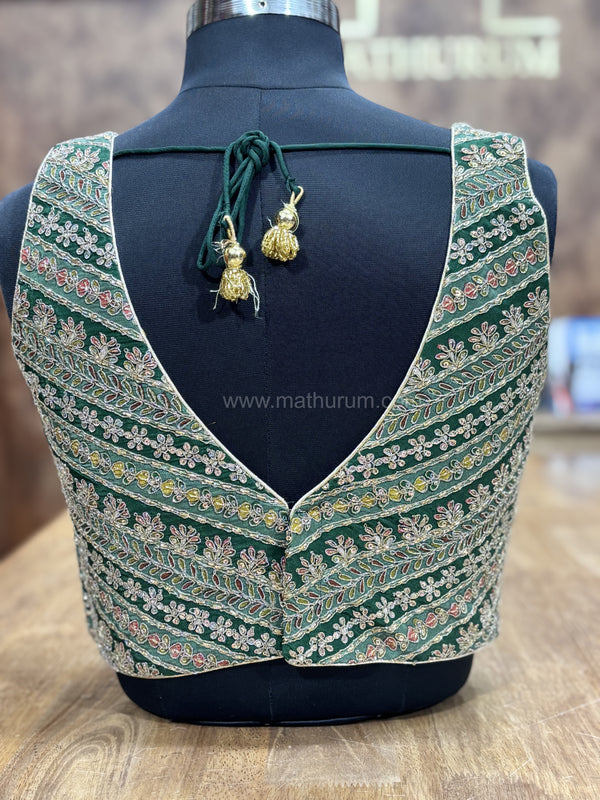 Zarina - Green Blouse (Attached Sleeves)