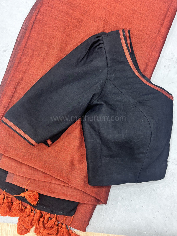 Kaarigai- Modal Cotton Rust/Black Saree