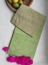Venba - Green/Pink Cotton Saree