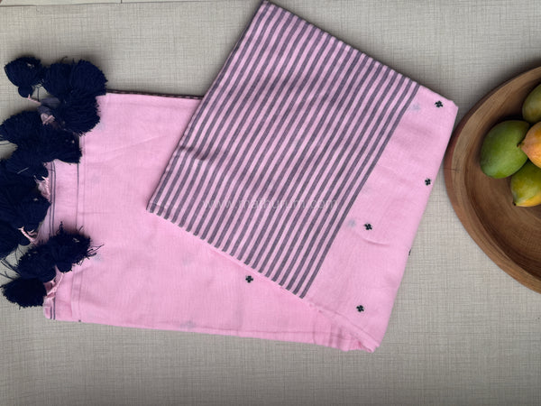 Venba - Pink/Blue Cotton Saree