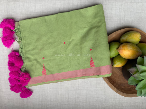 Venba - Green/Pink Cotton Saree