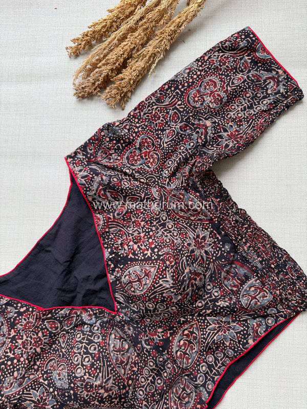 Daily Flex- Black Small Floral Strechable Blouse