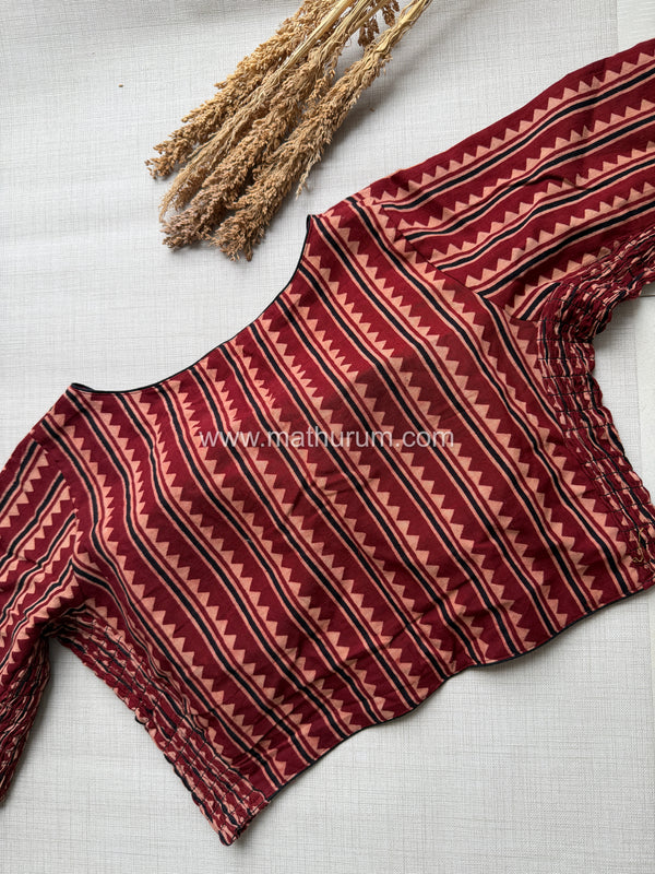 Daily Flex- Maroon Stripe Strechable Blouse