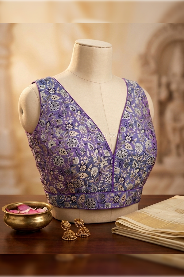 Madhuri - Violet Blouse (Attachable Sleeves)