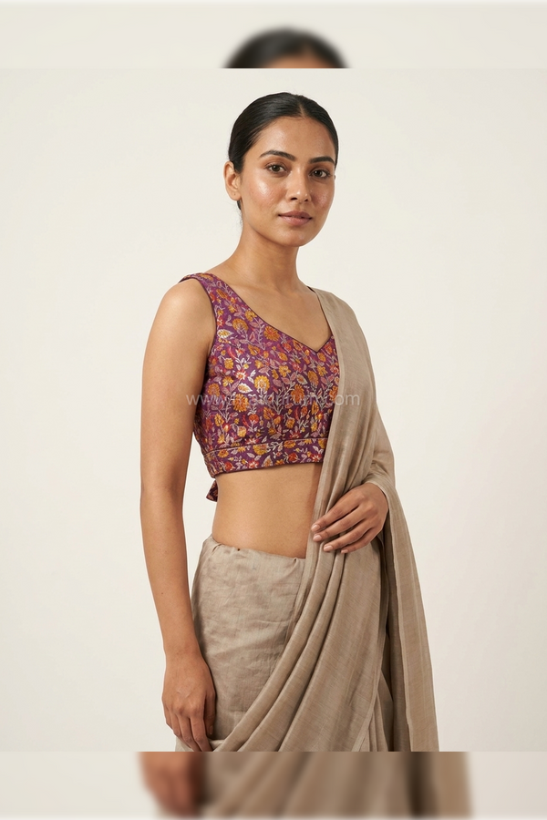 Madhuri - Wine Blouse (Attachable Sleeves)