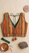 Tharigai- Green Blouse (Attachable Sleeves)