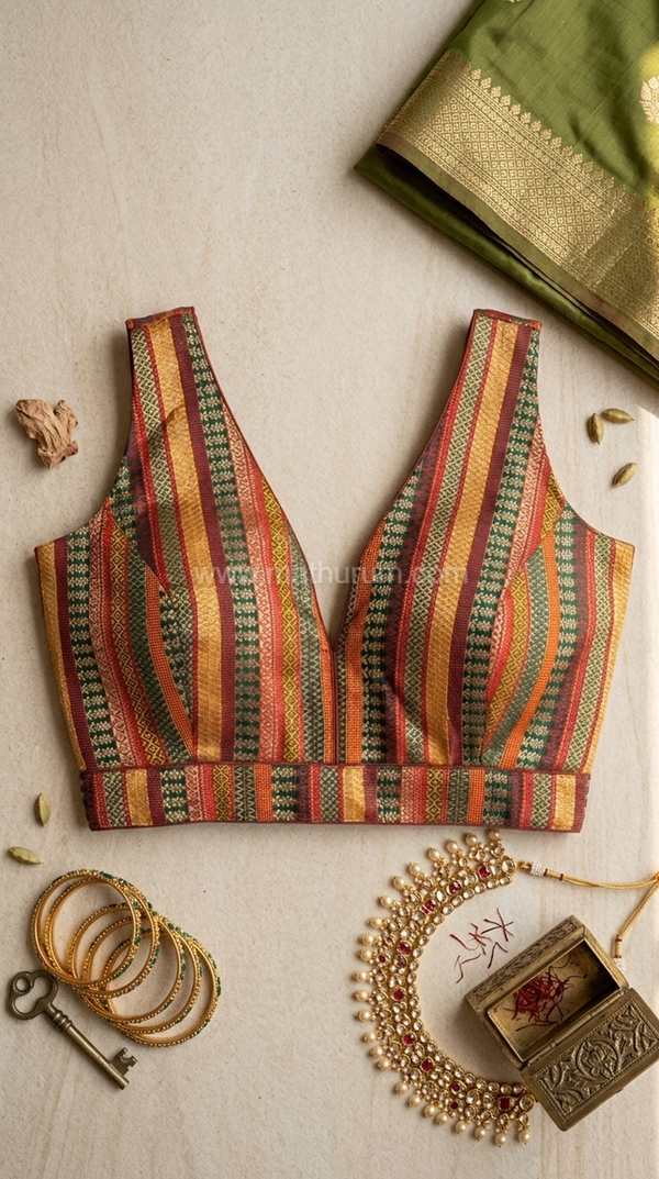 Tharigai- Maroon Blouse (Attachable Sleeves)