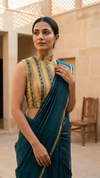 The Thari Edit- Mustard Blouse (Attachable Sleeves)