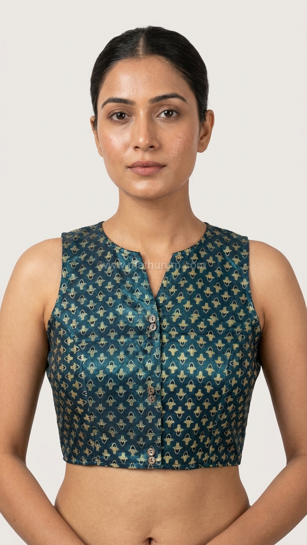 Kajal - Blue Green Sleeveless Blouse