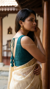 Knotty- Bottle Green Blouse (Attachable Sleeves)