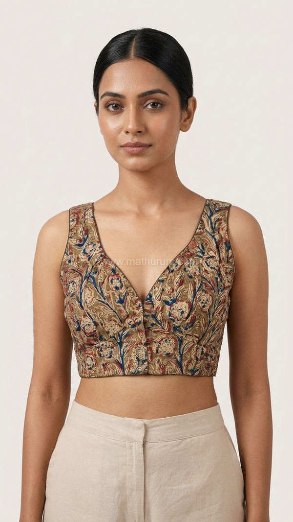 Hemanika- Mehendi Green Blouse (Attachable Sleeves)