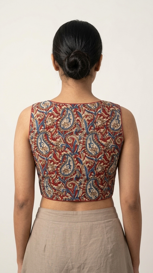 Hemanika- Red Blouse (Attachable Sleeves)
